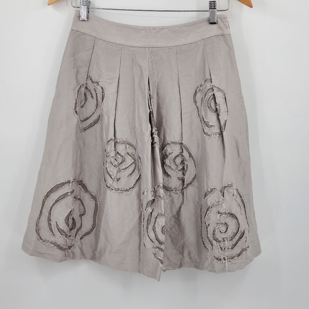 ♧♧ INC A-Line Textured Floral Silk Skirt Size 4